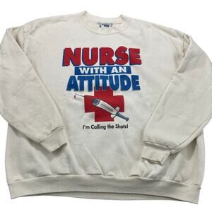 VTG 90s Lee Brand Nurse with Attitude Crewneck Sweatshirt, Size XXL, Made in USA